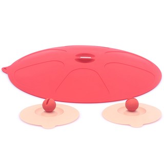 BERiNG 矽膠兩用套裝 30公分鍋蓋 1入 + 10公分杯蓋 2入, Red, 1組