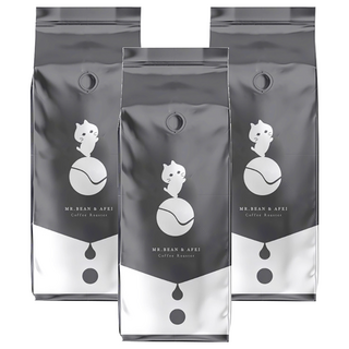 MR.BEAN&AFEI 豆豆先生與他的阿肥 濃郁深焙義式豆 新鮮烘焙, 咖啡豆(無研磨), 450g, 3包