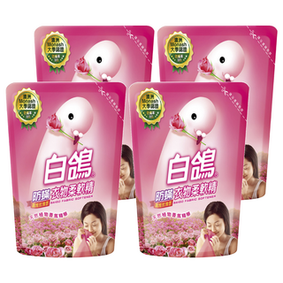 白鴿 防蟎衣物柔軟精 補充包, 防蟎抗菌率高達99% 天然植物香氛精華, 1.8kg, 4包