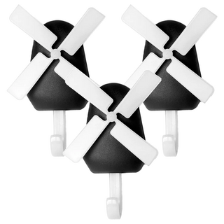 QUALy 轉轉風車壁掛 76 x 26 x 20mm, 黑色, 3個