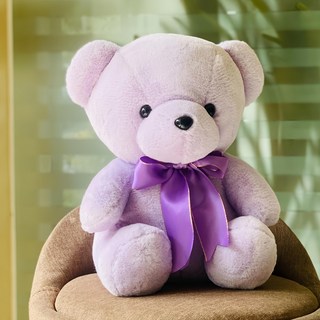 柔柔經典熊 蝴蝶結填充玩具, 浪滿紫, 1個