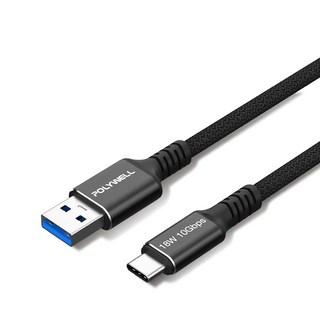POLYWELL 寶利威爾 黑金剛 USB3.2 A To Type-C Gen2 10G 18W 高速傳輸充電線, 2m, PW15-W45-M842, 1條