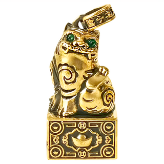 財神小舖 虎爺四方發財印項鍊 (復古銅), 虎爺發財印約4cm*1.7cm，項鍊長約52cm, 1個