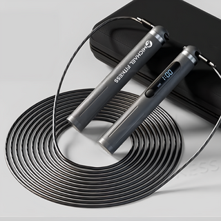 MICHAEL FITNESS 麥克健身 可充電 鋁合金無繩跳繩 計數跳繩 附收納包, 太空銀, 1個