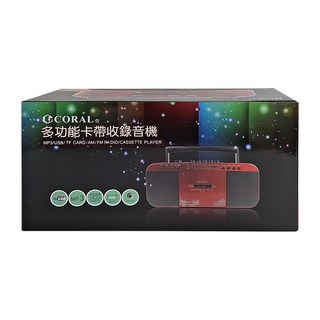 CORAL 多功能手提卡帶收錄音機 附電源線 USB線 經典復古設計, TR-6600