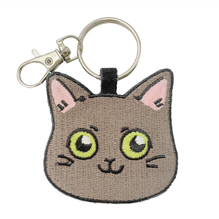 Hi 你好創意設計 貓咪造型刺繡鑰匙圈, 藍貓, 1件