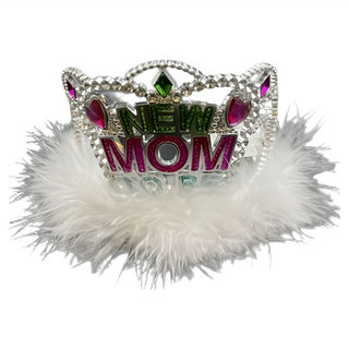 SUPER PARTY 派對城 塑膠皇冠 即將成為媽咪 帶羽毛 長11.5公分 高8.5公分, 1個