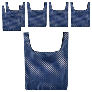 環保購物袋 高密度牛津布 內有口袋, 55 x 33 x 5cm, 深藍底圓點, 6個