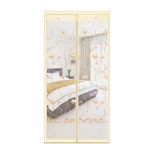 西格傢飾 夏季防蚊電繡工藝磁吸門簾, 黃色玫瑰