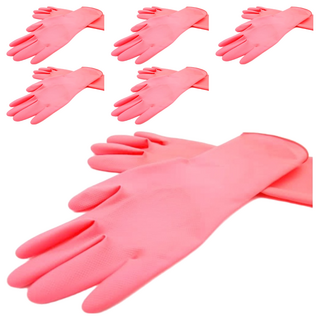 AXIS 艾克思 天然乳膠雙面止滑不分左右手手套 2雙組, 粉紅色, S(10 x 27cm), 6組