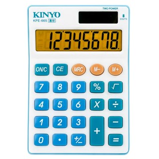 Kinyo 輕巧型計算機 KPE-665, 白色, 1個