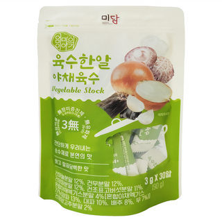 MAMSSTORY 韓國片裝高湯塊 蔬菜風味 30包，多種蔬菜熬製，風味鮮美清甜, 90g, 1袋