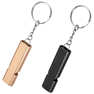 빅쓰리몰 1+1 호신용 가벼운 휴대용 호루라기 호각 휘슬 키링 열쇠고리, 골드+블랙, 2개