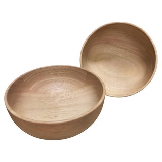 mh 家居 橡膠木碗 15.5cm 原木色 天然實木 輕巧耐用, 2個