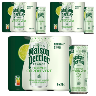 Maison Perrier 氣泡礦泉水 萊姆口味 330ml 罐裝，6入, 18罐