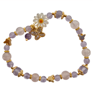 Selene 時林珠寶 紫水晶粉晶小雛菊手鍊, 54g, #86
