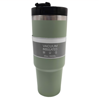 304不鏽鋼雙飲車載冰霸杯 附PP吸管 乃豆綠 890ml, 1個