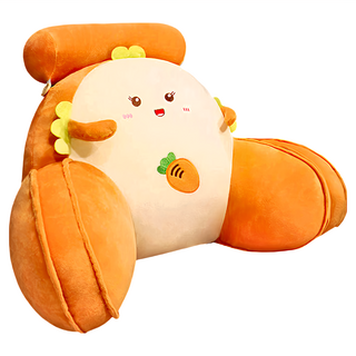 卡通三角靠枕, 大號, 紅蘿蔔吐司絨毛款, 人體工學設計背部腰部支撐