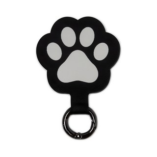 ekax 玩趣造型手機掛繩夾片 聚酯纖維 五金, 貓肉球 黑色 + 灰色, 1個