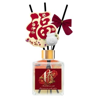 QIDINA箔金招財香氛珪藻擴香瓶-白麝香 居家招財 持久散香 珪藻土調節濕氣, 200ml, 1個