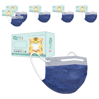 fuder 福德好罩 兒童平面醫療口罩 大童 14.5 x 9.5cm, 30個裝, 帥氣藍, 3盒