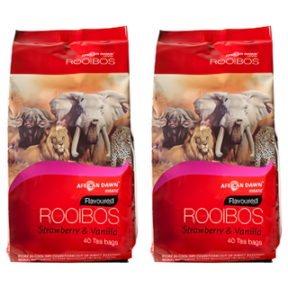 AFRICAN DAWN 非洲晨曦 南非國寶茶 無咖啡因 草莓香草風味 方便沖泡, 40包, 2.5g, 2袋