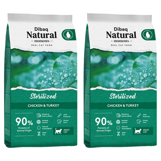 Dibaq Natural moments 自然嗑天然貓糧 低卡結紮貓配方, 雞肉 + 火雞肉, 2kg, 2袋