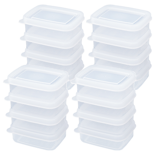 NAKAYA 長方形食品塑膠保鮮盒 R型 透明 100ml, 4組, 16個容器 + 16個蓋子