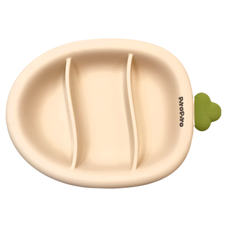 PiYOPiYO 黃色小鴨 鉑金矽膠大吸力蘿蔔盤 分隔設計 食物不混味 加大吸盤 避免餐具滑動、翻倒, 1個, 白色