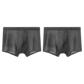 男冰絲內褲2件組 灰色 - 舒適透氣, L