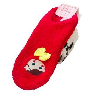 TutuAnna 珊瑚絨保暖地板襪-紅娃娃, 23~25cm