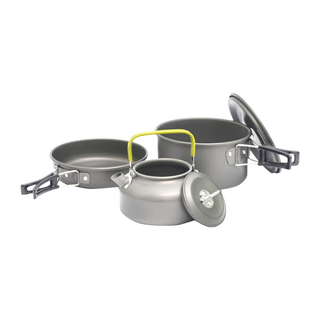 Chill Outdoor鋁合金 露營鍋具 贈收納袋 3件套, 黑色, 1組