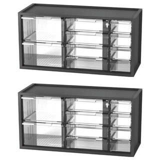 livinbox A9-5244 小型幫手零件分類箱, 378 x 154 x 189 mm, 黑色, 2個