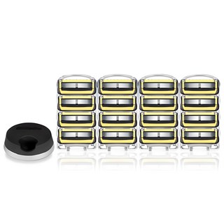 Gillette 吉列 2024 Pro Shield刮鬍刀片 黃色 16個 + 刮鬍刀架, 1組, 1入