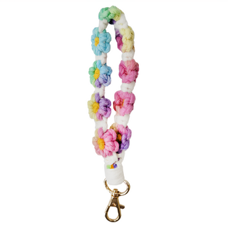 Timo 彩色小花手工編織短掛繩, 牢固耐拉扯, 適合出遊攜帶, 柔軟棉線製成, 觸感舒適, 夏天不黏膩, 沖繩彩, 1條