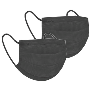 fuder 福德好罩 兒童平面醫療口罩 未滅菌 14.5 x 9.5cm 大童, 30片, 低調黑, 2盒