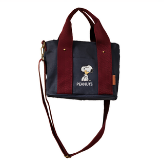 Kiiwi O SNOOPY 多隔層厚磅帆布兩用托特包 提把10cm 肩帶75-130cm, 24 x 13 x 19cm, 紅藍色