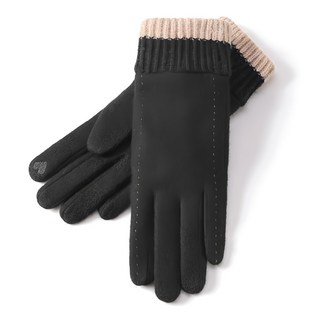 SMT 羊毛冬天滑雪保暖手套 女款, 黑色, 1雙