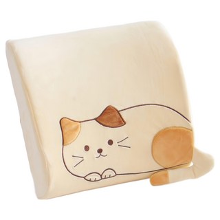 Ishur 伊舒爾 動物造型護背腰靠墊, 米黃貓咪