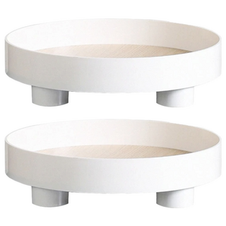 E.dot 北歐桌面收納托盤, 白色, ABS+木紋板, 30x30x7.2cm, 2個