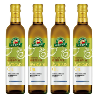 得意的一天 極選酪梨油 100%歐洲原裝進口 含73.9%不飽和脂肪 專利伸縮油嘴設計 油質穩定發煙點250度以上, 500ml, 4瓶