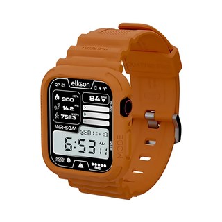 elkson 41mm Apple Watch 9/8/7/6/5/4/SE quattro pro 柔韌透氣耐磨TPU一體成形軍規錶帶-愛馬橘, 1入