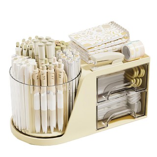 小麥購物 北歐風多功能分格化妝品收納盒 L2385, 1個, 奶油色