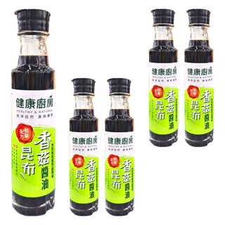 健康廚房 香菇昆布醬油, 美國非基改黃豆片, 古法釀造150天自然發酵, 300ml, 5瓶