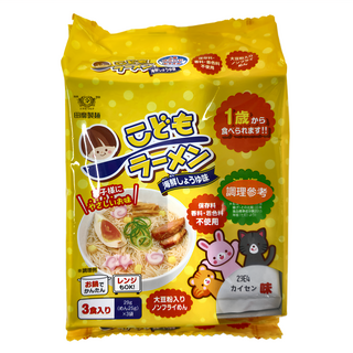 TanabikiSeimen 幼兒拉麵 海鮮醬油 1歲起可食用 減鹽63%OFF 無需保存料/香料/著色料 非油炸麵 3食入, 87g, 1包