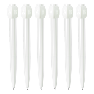 轉轉答案筆 中性筆, ABS+金屬材質, 約18g, 0.5mm黑芯, 白色/黑色外殼, 6支