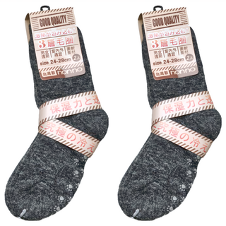 non-no 儂儂 特厚裏起毛防寒止滑襪 2雙 男女適用 台灣製, 24~28cm, 黑色