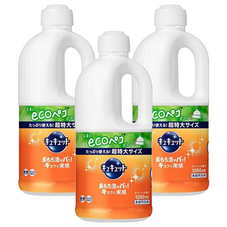 Kao 花王 珂珂透 Cucute 餐具洗碗精補充瓶 柑橘香, 1.25L, 3瓶