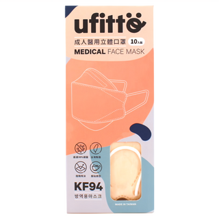 ufitto 優美特 成人醫用立體口罩 20.5*8cm, 大地系, 10片, 1盒