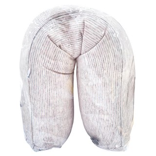 KOUJI叩吉好物 條紋U型枕 透氣舒適 柔軟親膚 外層可拆下水洗, 粉灰色